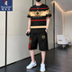 啄木鳥(niǎo)（TUCANO）夏季冰絲休閑運動(dòng)t恤套裝男2025新款潮流印花短袖男裝寬松兩件套 黃色雙翼（短袖短褲） 2XL 145-160斤