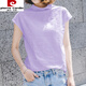 皮爾卡丹（pierre cardin）短袖t恤女夏季竹節(jié)棉高領(lǐng)打底韓版女百搭寬松半袖新款上衣無(wú)袖 香芋紫 2XL 建議120-135斤