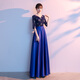 卡悠萊（KAYOULAI）春秋中老年大合唱晚禮服女團演出服學(xué)生紅歌比賽長(cháng)裙氣質(zhì)晚禮服大 藍色煙花 XL 均碼