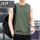 JEEP SPIRIT吉普精神冰絲背心男士2025夏季輕薄t恤透氣無(wú)袖坎肩運(yùn)動(dòng)上衣 軍綠色7069 2XL 160-175斤