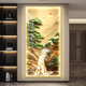 新款迎客松山水led燈入戶(hù)玄關(guān)裝飾畫(huà)走廊過(guò)道掛畫(huà)現代高級感壁畫(huà) （晶瓷鑲鉆）A款 60x120（推薦70-90墻寬） （金框）
