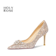 HOLY ROSE【心之悅動(dòng)】法式婚鞋女2025新款新娘鞋高跟鞋女不累腳金色水晶鞋 金色心之悅動(dòng) 8cm 34