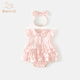 班喜迪嬰兒衣服夏季薄款夏日寶寶連體衣周歲禮服包屁裙夏裝嬰幼兒包屁衣 粉色 73cm