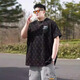 潮牌大碼男裝夏季新款老花胖子寬松休閑加肥加大半袖套頭短袖T恤 黑色 8XL 建議270-300斤