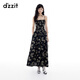DZZIT地素連衣裙2025夏季新款復古重工刺繡收腰吊帶裙子女3J2O2196A 黑色 S