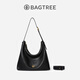 BAGTREE【明星同款】包包樹(shù)圖南頭層植鞣牛皮hobo女包單肩腋下通勤斜挎包 黑色-大號 贈斜挎延長(cháng)肩帶 高級小眾
