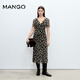 MANGO【雛菊系列】女裝連衣裙2025秋裝新款雪紡法式雛菊印花V領(lǐng)連衣裙 黑色 S