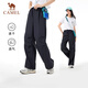 駱駝（CAMEL）戶外速干傘兵褲直筒工裝褲速干長(zhǎng)褲A25BA49039 幻影黑,女 M 