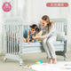 DEARVADER嬰兒床可移動(dòng)調高度新生兒拼接大床塑料無(wú)漆環(huán)保多功能寶寶游戲床 時(shí)尚灰嬰兒床
