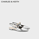 CHARLES&KEITH法式尖頭平底瑪麗珍包頭涼鞋女士七夕禮物CK1-70920144 Silver銀色 38