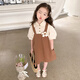 哈羅小黃鴨HAL.DUCK女童夏裝連衣裙2025新款小女孩假兩件裙子寶寶夏季童裝兒童背帶裙 咖啡色【假兩件】 90 cm