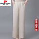 皮爾卡丹（pierre cardin）杭州重磅真絲直筒女褲夏季薄款中老年長褲大碼寬松垂感桑蠶絲褲子 卡其色 2XL 120-135