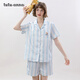 tutuanna睡衣女涼感胸墊款家居服套裝 M (適合身高160-165cm)  藍(lán)色 