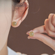 KUXA方形仿和田玉耳釘新款銀養(yǎng)耳洞耳環(huán)復古法式耳飾女小眾耳釘生日禮