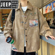 JEEP SPIRIT新中式國風(fēng)外套男士唐裝2025春秋盤扣襯衫領(lǐng)夾克潮牌燈芯絨褂子 2425 卡其色 XL 【 約120~145斤可穿】