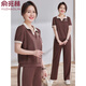 俞兆林（YUZHAOLIN）媽媽夏裝2025新款套裝洋氣短袖上衣中老年女夏季休閑運動(dòng)服兩件套 咖啡色 2XL (推薦105-120斤)