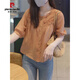 皮爾卡丹（pierre cardin）小香風(fēng)短袖襯衫女夏款2025氣質(zhì)顯瘦遮肚子雪紡上衣獨特漂亮小衫 橘色 2XL (建議130斤-145斤)