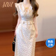 JZDZ法式小飛袖波點(diǎn)v領(lǐng)連衣裙女夏季2025新款小個子氣質(zhì)收腰魚尾長裙 車?yán)遄犹倚倪B衣裙【釣系約會裙/ M 45/55kg