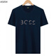 BOSS新款商務(wù)紳士純棉shirt男士圓領(lǐng)半袖休閑上衣T恤短袖 藏青色 L