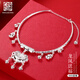 老銀匠寶寶長命鎖項(xiàng)圈s999足銀鎖新生嬰兒兒童節(jié)禮物滿月周歲男女銀項(xiàng)圈 龍鳳送福 999足銀 約36g可刻字