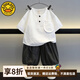 G.DUCKKIDS小黃鴨童裝男童夏裝套裝2025新款寶寶夏季短袖衣服男孩中小童服裝 白色套裝 110 (建議98-105cm 3-4周歲）