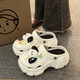 鉑吶苓洞洞鞋女款2025新款可愛小狗拖鞋女夏外穿豆豆鞋網(wǎng)紅爆款黑色涼鞋 【小狗無語】-白色洞洞鞋 36-37