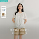 茵曼（INMAN）甜美重工鏤空繡花木耳邊襯衣2025夏季女裝新款短袖純棉上衣 珍珠白 M