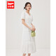 IEF/愛依服2025夏季新品短袖連衣裙女收腰百搭中長款裙子 白 M
