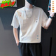 喬易倫2025新款夏季短袖t恤男潮牌刺繡寬松半袖體恤上衣潮流半截袖半袖t 白色 L