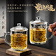 青蘋(píng)果玻璃茶杯水杯帶蓋泡茶飲杯夏季加厚耐熱防燙辦公室用 龍鳳呈祥對杯【行大運】