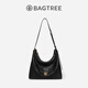 BAGTREE【明星同款】包包樹(shù)圖南頭層植鞣牛皮hobo女包單肩腋下通勤斜挎包 檀黑色-中號 高級小眾