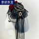 默研（MOYAN）哥特復古暗黑小禮帽洛麗塔頭飾萬(wàn)圣節發(fā)飾歐美吸血鬼寫(xiě)真晚會(huì )飾品 黑蕾絲紅玫瑰