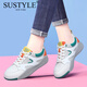 SUSTYLE奢侈高端品牌高檔運動(dòng)鞋2025年新款真皮百搭輕便休閑跑步旅游鞋 LJ1121米灰 35