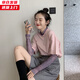 槿城 紫色防曬衣冰絲t恤女泫雅風(fēng)純色網(wǎng)紗上衣薄款緊身內搭打底衫PP152 紫色印花字母 L 105-115斤