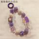 派欽適用于級珍珠短款手腕鏈新款串珠手機殼掛繩女款防丟失掛件 紫色皇冠鏈條