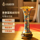 中外琺瑯美術(shù)館福運(yùn)連升萬(wàn)壽連延勾蓮紋花觚花瓶景泰藍(lán)桌面擺件禮品生日禮物賀壽