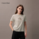 Calvin KleinJeans25夏季女士休閑通勤ck字母印花純棉針織短袖T恤47B864G YAS-牛乳白 M