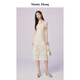 Mandy Zhang白色重工蕾絲連衣裙女夏法式輕奢氣質(zhì)修身訂婚禮服裙子 蛋酒白-短袖款 XS 155/80A/XS
