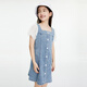 安奈兒（Annil）女童連衣裙夏季新洋氣女孩短袖牛仔裙裙子泡泡袖時(shí)髦
