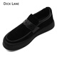 DICK LANE 迪克.雷恩品牌樂福鞋男2025新款男士休閑皮鞋潮流時尚磨砂翻毛皮厚底男鞋 黑色磨砂面【尺碼偏大】 41
