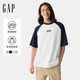 蓋璞男女裝春季經(jīng)典款棉質(zhì)印花logo撞色插肩袖短袖T恤上衣725618