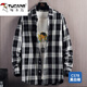 啄木鳥(niǎo)（TUCANO）純棉長(cháng)袖條紋格子襯衫男春秋季新款休閑寬松外套男襯衣上衣服男裝 黑白格 L 【建議105-120斤】