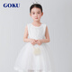 GOKU女童禮服夏季2025新款洋氣公主裙生日兒童裙子小女孩主持人連衣裙 白色 130 （建議體重40-46斤）