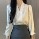茯見(jiàn)白色正裝v領(lǐng)職業(yè)裝襯衫女夏季高級(jí)感氣質(zhì)職場(chǎng)輕熟風(fēng)女裝通勤上衣 白色 M
