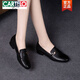 卡帝樂(lè )鱷魚(yú)（CARTELO）軟皮平底單鞋女2025新款春秋真皮圓頭小皮鞋英倫風(fēng)女鞋樂(lè )福豆豆鞋 黑色 36