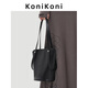 KONIKONI女士手提包真皮單肩腋下包水桶包2026新款通勤托特包小眾輕奢女包 黑色