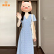 派吉鯊法式氣質(zhì)藍色碎花顯瘦連衣裙子女夏季2025新款海邊度假風(fēng)v領(lǐng)長(cháng)裙 藍色碎花 S 40/45kg