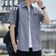 JEEP SPIRIT吉普襯衫男夏季短袖半袖上衣服襯衣透氣潮流大碼男士 灰色  2XL