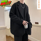 臣嬪英倫雅痞男裝dk休閑西裝外套男春秋款痞帥高級感oversize西服上衣 黑色 L