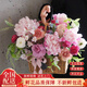 花不言手提花籃玫瑰繡球混搭喬遷開(kāi)業(yè)鮮花速遞生日禮物同城配送禮物 【節日推薦】芍藥玫瑰手提花籃